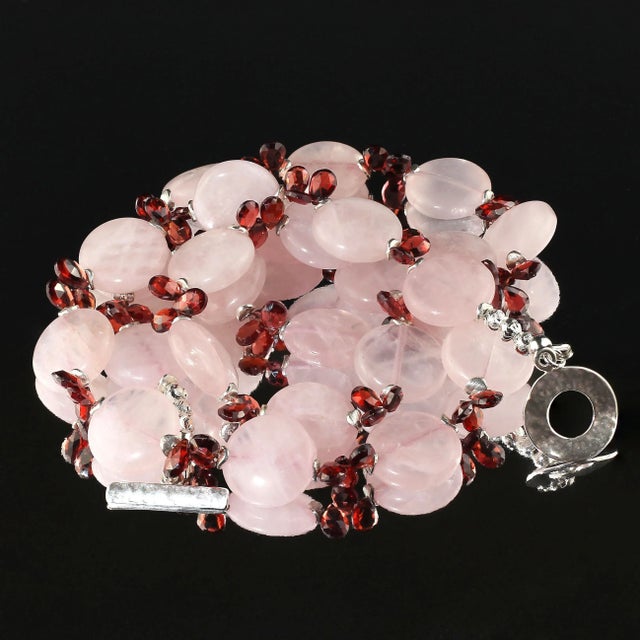 Ajd 27 Inch Garnet and Rose Quartz Necklace For Sale - Image 4 of 7