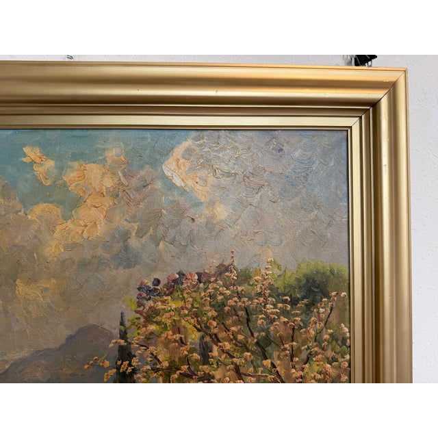 Listed Danish Artist Finn Wennerwald 1896–1969 Antique Oil Painting Landscape For Sale - Image 9 of 13
