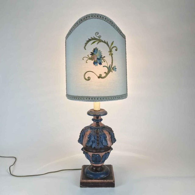 Living Room Lamps with Antique Embroidery, 1970s, Set of 2 For Sale - Image 3 of 8