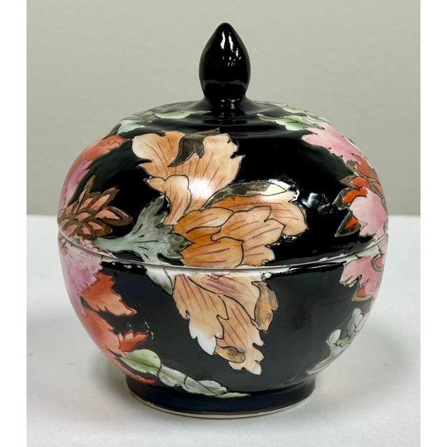 Ceramic Vintage Asian Chinoiserie Lidded Jar For Sale - Image 7 of 10