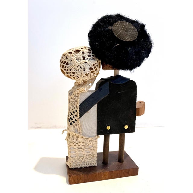 Frank Meisler, Rare Vintage Hasidic Wedding Jerusalem Wood Judaica Art Sculpture Frank Meisler, c.1960's For Sale - Image 4 of 5