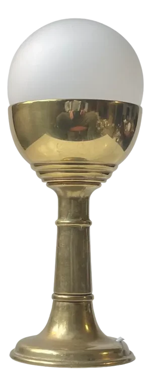 Vintage French Cocktail Table Lamp in Brass & Frosted Glass