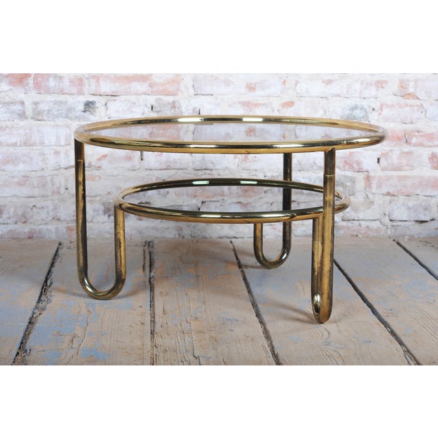 1950s Small Czech Bauhaus Table in Brass and Black Glass, 1950s For Sale - Image 5 of 9