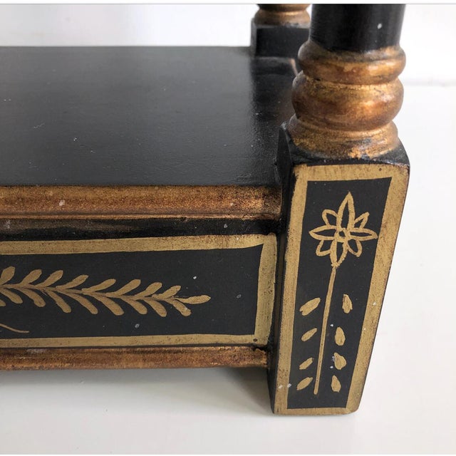 Vintage Black and Gold Wooden Carved Pagoda Wall Shelf Chairish