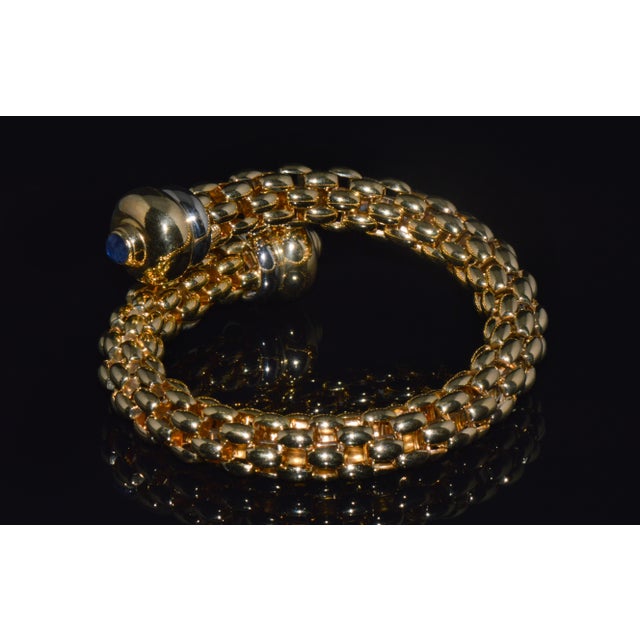 Late 20th Century Rare Fope Flex’it Blue Sapphire Woven Wrap Bangle Bracelet in 18k Yellow & White Gold For Sale - Image 16 of 17
