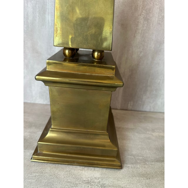 Vintage Brass Obelisk Sculpture – 22” Neoclassical Decor For Sale - Image 9 of 12