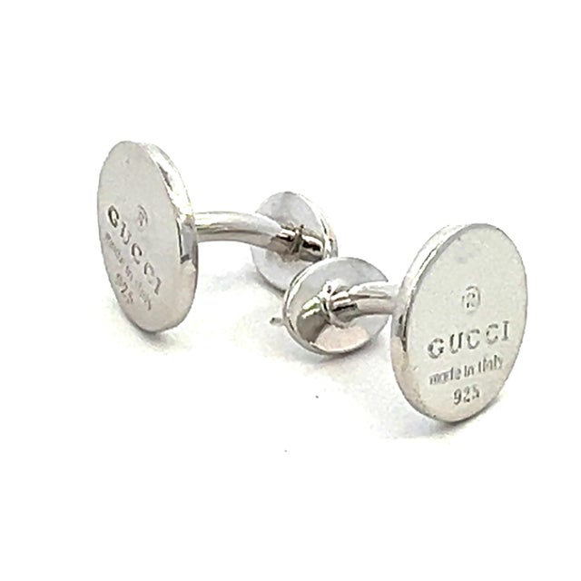 Authentic Gucci Estate Mens Cufflinks Sterling Silver G31 These elegant Authentic Gucci cufflinks are made of sterling...