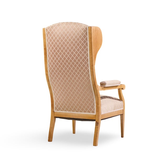 Frits Henningsen Style Swedish Biedermeier Wingback Lounge Chairs - Pair For Sale - Image 10 of 12