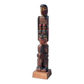 Kwakiutl First Nation PNW Carved Cedar Totem Pole by Nancy & Anthany Dawson For Sale