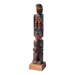 Kwakiutl First Nation PNW Carved Cedar Totem Pole by Nancy & Anthany Dawson