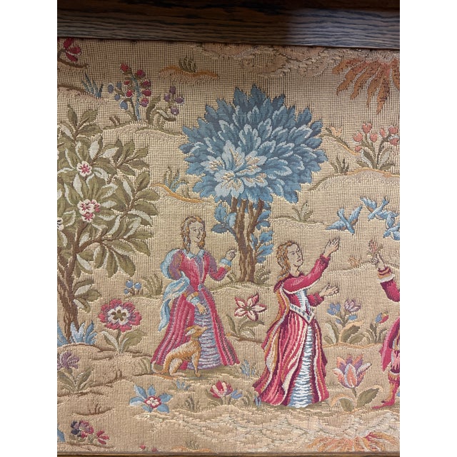 Antique Large French Carved Oak Framed Wall Aubusson Style Tapestry/Textile 8ft For Sale In Dallas - Image 6 of 18