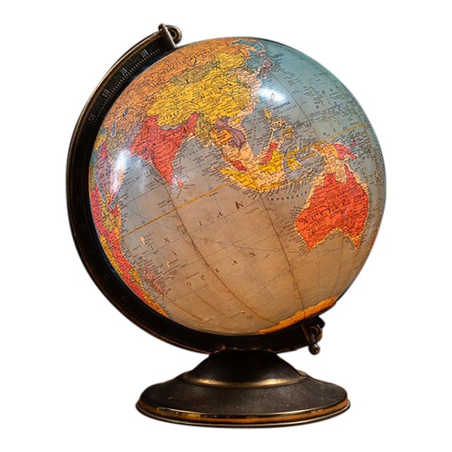 Vintage 12" Precision Lighted Glass Desktop Globe For Sale