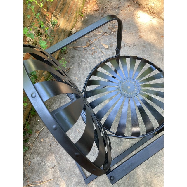 Francois Carre Petite Cantilever Iron Rocking Chair, Attributed For Sale In Atlanta - Image 6 of 11
