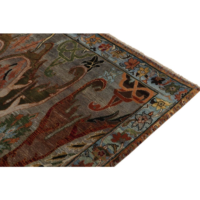 2010s Rug & Kilim’s Classic Style Rug in Gray, Green & Blue With Polychrome Florals For Sale - Image 5 of 7
