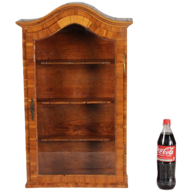 Wood Small Antique Baroque Hanging Display Cabinet in Walnut, 1800 For Sale - Image 7 of 18