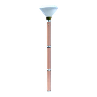 An 80’s Enameled Peach, Lucite & Brass Trimmed Floor Lamp. For Sale