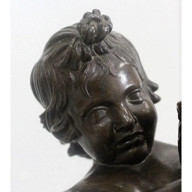 Metal Bronze of a Cherub Holding a Goose by A. Collas, 19th Century For Sale - Image 7 of 18