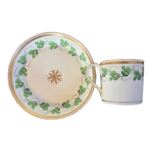 Antique 19th Century Vienna Porcelain Tea Cup or Coffee Can and Saucer