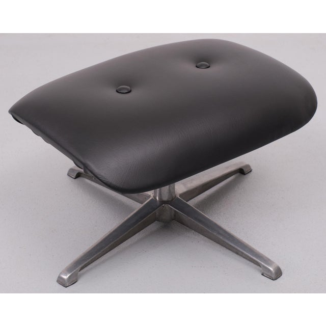 1960s Black Faux Leather Ottoman, 1960s, Denmark For Sale - Image 5 of 8
