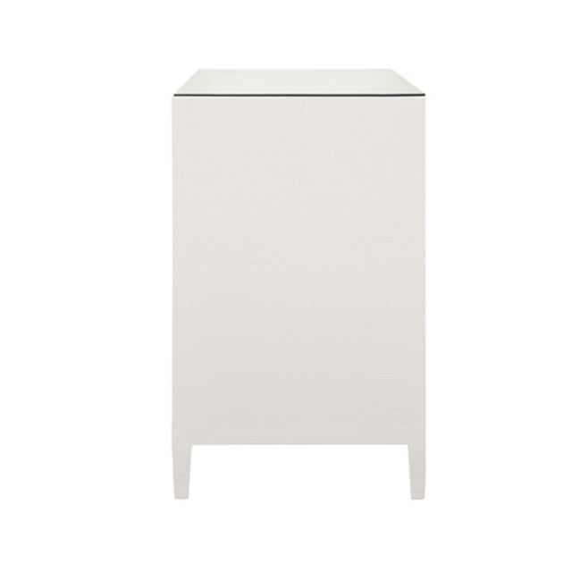 Worlds Away Matthew Izzo Home Carnegie Textured White Linen Seven Drawer Chest With Brass Knobs For Sale - Image 4 of 8