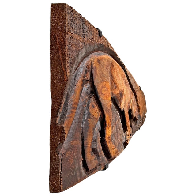 American Folk Art Carved Wood Labrador Panel on Custom Wall Mount For Sale - Image 4 of 11