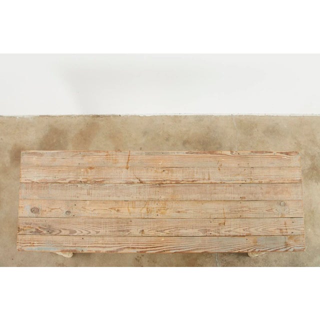 American Country White Painted Pine Farmhouse Dining Table For Sale - Image 11 of 13