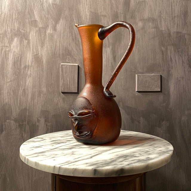 Glass 20th Century Italian Art Glass Face Vase For Sale - Image 7 of 18