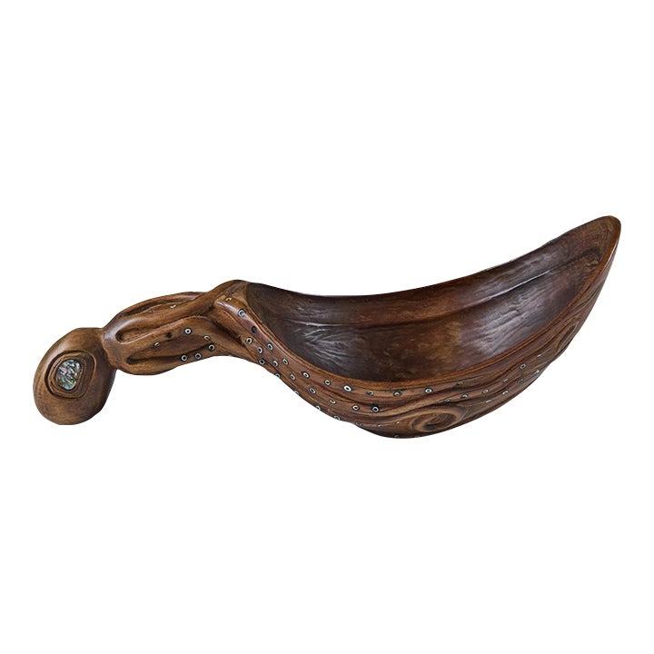 Wooden Octopus Ladle With Abalone Inlay | Chairish