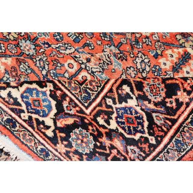 Antique Sultanabad Rug With Rich Red Field, Allover Design and Navy Blue Border 7'2 X 12'2 For Sale - Image 14 of 15