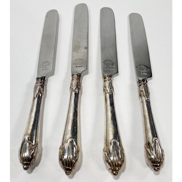 Mid-Century Modern Vintage Vergeze by Source Perrier Collection Silver Plated Knives, Set of 4 For Sale - Image 3 of 6