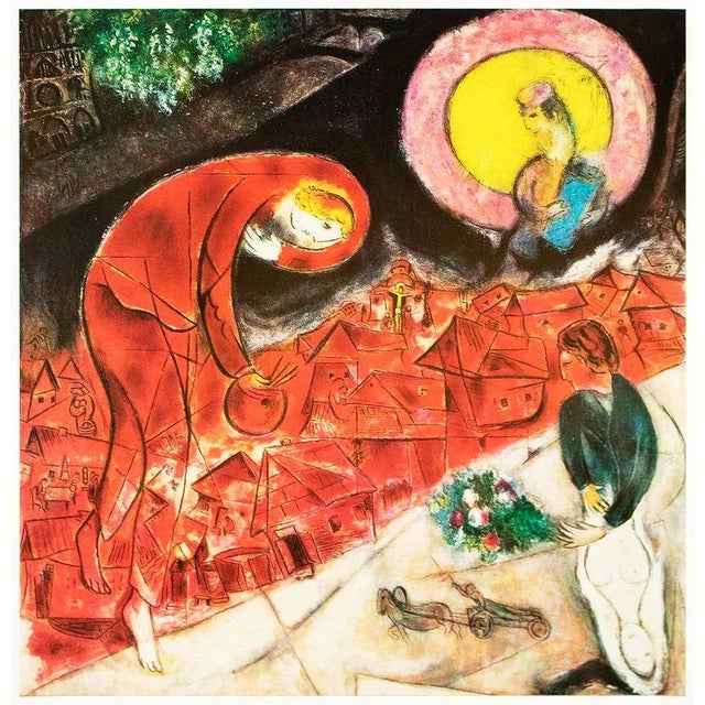Printmaking Materials 1972 After Marc Chagall "Red Roofs", Full-Color Parisian Print For Sale - Image 7 of 7