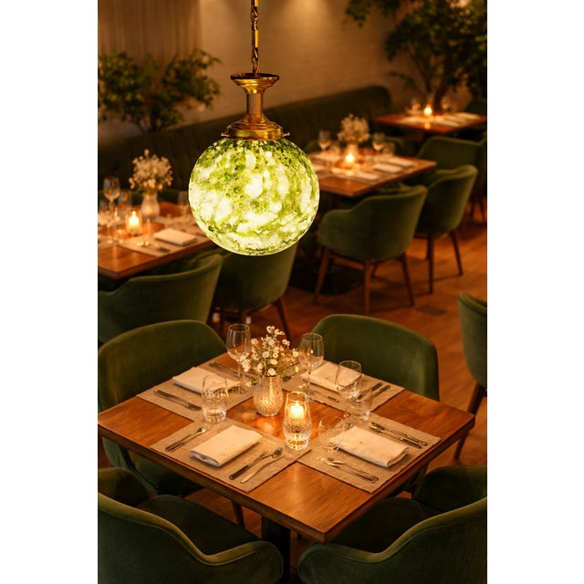 1960s Large Mid-Century Portugeuse Hand-Blown Textured Art Glass Pendant attributed to Marinha Grande, 1960s For Sale - Image 5 of 11