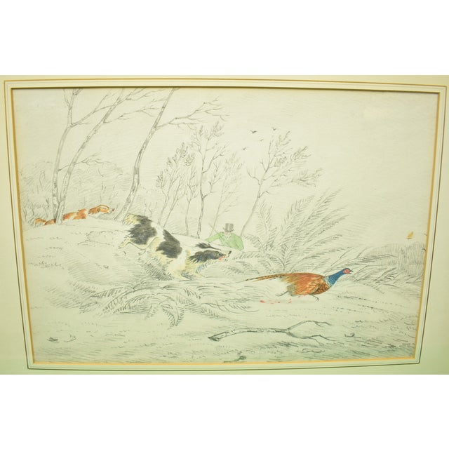 Mid 19th Century "Huntsman W/ Two Game Dogs Pheasant Shooting" Drawing W/ Watercolour by Henry Alken For Sale In New York - Image 6 of 10
