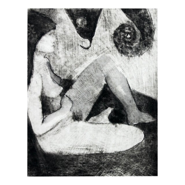 Krystyna Jaszke, with a Chameleon, Mezzotint on Paper, 2013 For Sale