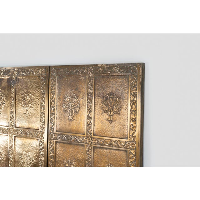 Pair of Brass Architectural Elevator Doors in the Style of Louis Sullivan From a Chicago Building 1930c. For Sale - Image 9 of 14