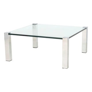 Italian Chrome and Glass Top Coffee Table For Sale