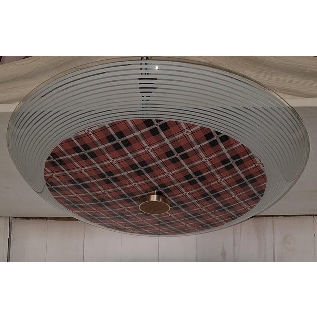 Metal Mid-Century Modern German Ceiling Lamp with Domed Glass Bowl, 1960s For Sale - Image 7 of 8