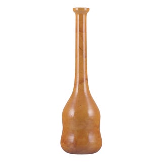 Floor Vase in Ceramic with Narrow Neck in Ochre Yellow Glaze, Biot, France, 1960s For Sale