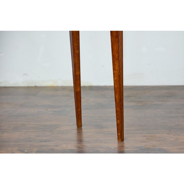 19th Century English Neoclassical Walnut Demi-Lune Table with Tapered Legs For Sale In Atlanta - Image 6 of 12