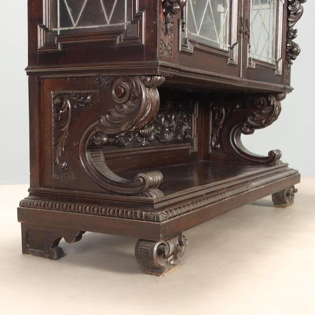 Brown Neo-Renaissance Style Ebony and Walnut Display Cabinet For Sale - Image 8 of 12