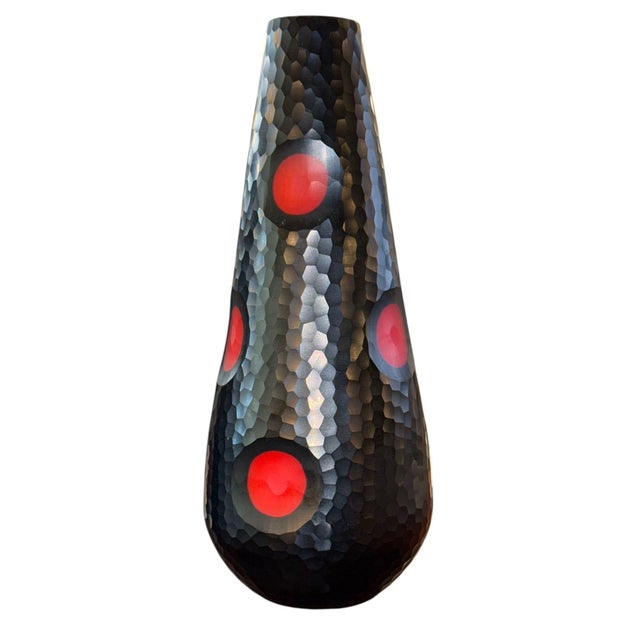 A striking pair of late 20th-century Italian Modernist hand-blown Murano glass vases, distinguished by its sculptural...