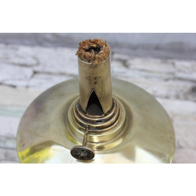 Large French Brass Desk Oil Lamp For Sale - Image 10 of 11