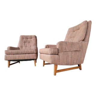 Pair High-Back Mid-Century Modern Lounge Chairs Manner of Edward Wormley For Sale