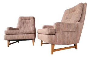 Pair High-Back Mid-Century Modern Lounge Chairs Manner of Edward Wormley