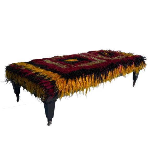 Gorgeous geometric design-coffee table/ottoman. Hand-made, one of a kind pattern. Versatile piece, freshly upholstered in...