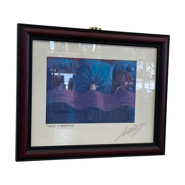 Figurative 1970s Signed Jeff Leedy "Dogus Interruptus" Framed Print With Artist Biography. For Sale - Image 3 of 10