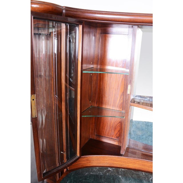 Art Deco Oval-Shaped Sideboard in Rosewood & Original Glass and Mirror, Czech, 1920s For Sale - Image 12 of 18