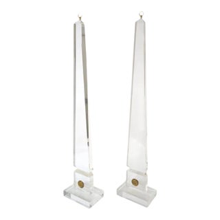 Lucite Obelisks 45" High Maison Jansen Maison Charles Style a Pair For Sale