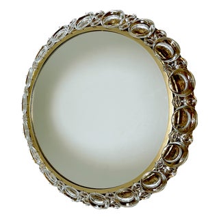Vintage Illuminated Crystal Brass Mirror from Palwa, 1960s For Sale