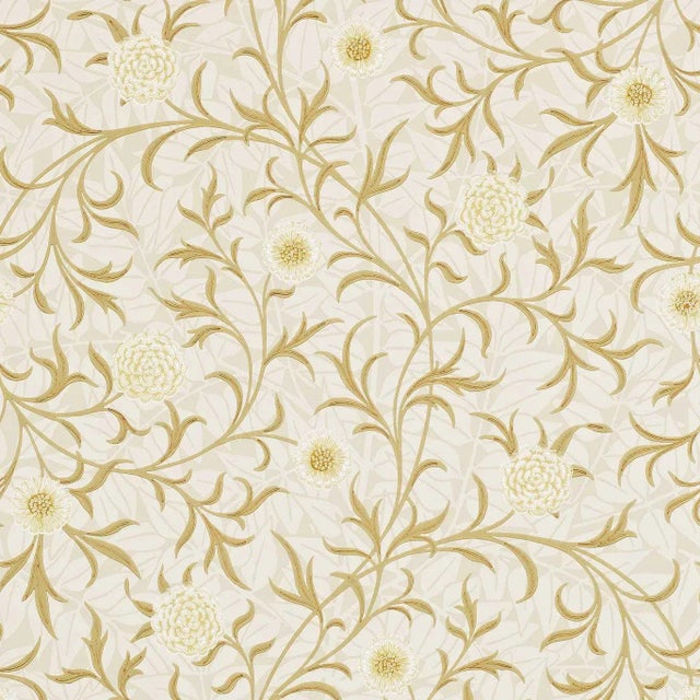 Morris & Co Scroll Wallpaper in Vellum/Biscuit For Sale